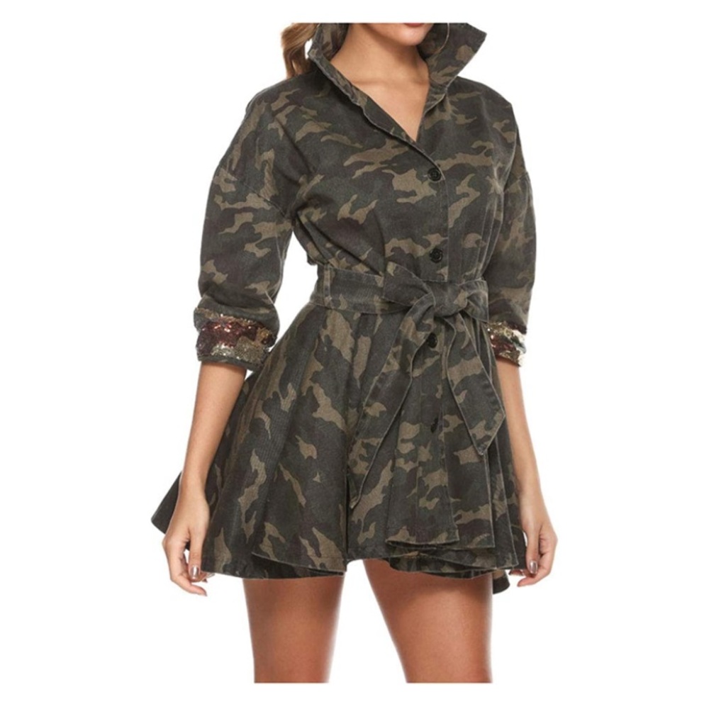 Sequin Camouflage Jacket Casual Long Sleeve Lightweight - Picture 6 of 8